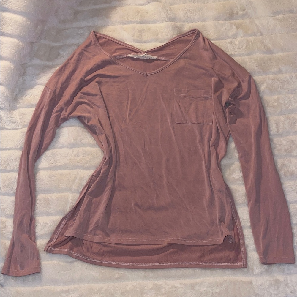 Fitted Dusty Rose colored Long Sleeve Top